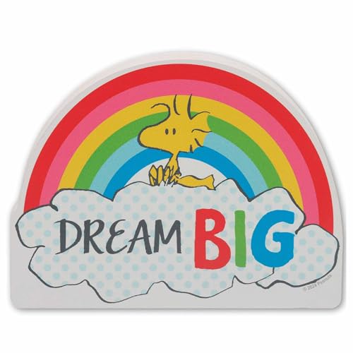 Peanuts Woodstock Dream Big Rainbow Regalsitzer-Dekor – klobiger Holzblock, Erdnüsse Dekoration für Zuhause oder Schule Peanuts Woodstock Dream Big Rainbow Regalsitzer-Dekor – klobiger Holzblock, Erdnüsse Dekoration für Zuhause oder Schule von Open Road Brands