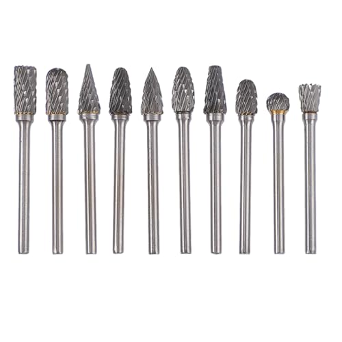 10 Stück Hartmetall Frässtifte Set, Doppelschnitt-Frässtifte fräser bits mit 1/8" Schaft Für Holzschnitzen, Plastizität, Polieren, Bohren von Operitacx