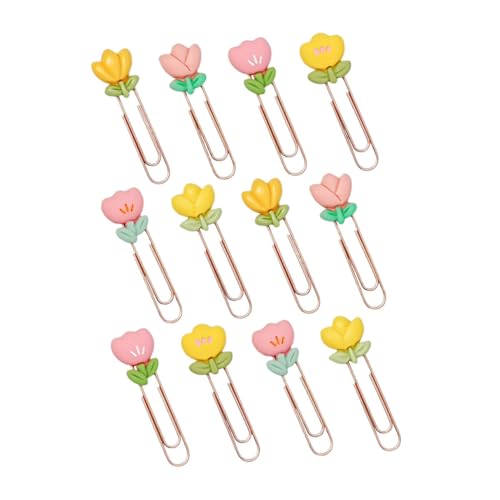 12 Stück Blumenförmige Büroklammern Metall Lesezeichen für Schule Büro und Kreative Projekte Robuste Papierclips mit Einzigartigem Blumen Design für Lehrer von Operitacx