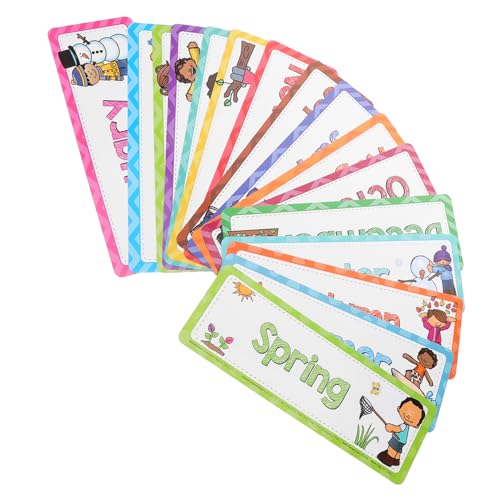 16Stücke Teiliges Englisch Lernkarten Set für Monats und Jahreszeitenkarten zur Unterstützung des Frühen Lernens Klassenzimmerdekoration für Kindergarten 16Stücke Teiliges Englisch Lernkarten Set für Monats und Jahreszeitenkarten zur Unterstützung des Frühen Lernens Klassenzimmerdekoration für Kindergarten von Operitacx