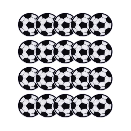 20 StüCk Diy FußBall Stickpatches FüR Kleidung, Patches Zum AufbüGeln AufnäHer Zum AufbüGeln, Bestickte Flicken Waschbare Und Wiederverwendbare Applikationen Iron on Patches FüR Jeans Und Taschen von Operitacx