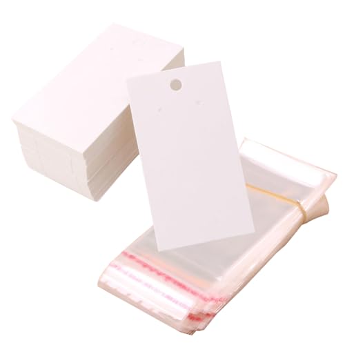 Earrings Packaging - 400 StüCk Ohrringkarten Weiß 5X9 Cm Mit Selbstklebenden TüTen FüR SchmuckpräSentation Und Aufbewahrung Praktische Ohrringhalter von Operitacx
