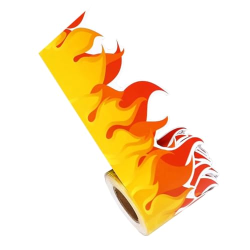 Operitacx 1 Rolle Aufkleber mit Flammenrand Flammenaufkleber Tafelrand Rahmen für Pinnwand Wandrandaufkleber Wandtattoos Tafelaufkleber Tafelränder Aufkleber aus beschichtetem Papier von Operitacx