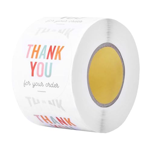 Operitacx 1 Rolle Dankeschön Aufkleber für Kleine Unternehmen Selbstklebende Dekorative Etiketten für Geschenktüten und Verpackungen Runde Bunte Thank You Sticker von Operitacx