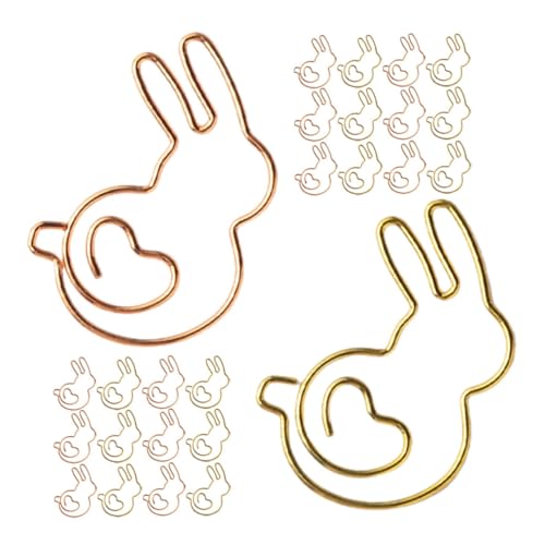 Operitacx 1 Satz Büroklammern Niedliche Kaninchenförmige Büroklammern Gold Roségold Praktische Und Dekorative Clips Für Dateien Notizen Lesezeichen Diy Projekte 30 Stück von Operitacx