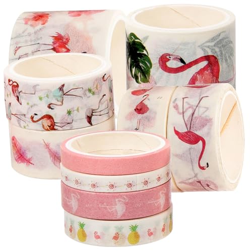 Operitacx 1 Satz Flamingo Washi Tape Set Ästhetisches Dekoratives Klebeband Für Diy Bastelprojekte Journaling Und Scrapbooking Leicht Abziehbar Und Verschleißfest 10 Rollen von Operitacx