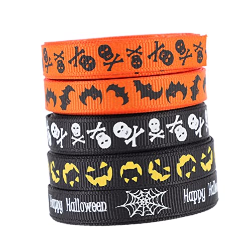 Operitacx 1 Satz Halloween-bänder Halloween-kürbis-dekoration Party Groß Dekorationen Für Weißes Band Basteln Stoff Beängstigend Schleife Geschenkband Halloween-themenband Polyester 5rollen Operitacx 1 Satz Halloween-bänder Halloween-kürbis-dekoration Party Groß Dekorationen Für Weißes Band Basteln Stoff Beängstigend Schleife Geschenkband Halloween-themenband Polyester 5rollen von Operitacx