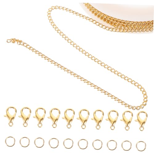 Operitacx 1 Satz Kettenverschluss Set für Schmuckherstellung mit Ketten Ringen und Karabinerverschlüssen für Armbänder und Langlebig und Vielseitig Goldfarbe Operitacx 1 Satz Kettenverschluss Set für Schmuckherstellung mit Ketten Ringen und Karabinerverschlüssen für Armbänder und Langlebig und Vielseitig Goldfarbe von Operitacx
