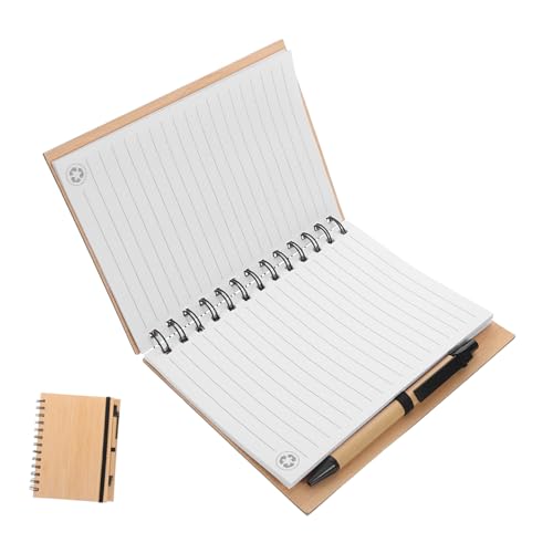 Operitacx 1 Satz Notizbuch mit Bambusdeckel Robustes Spiralheft mit Kugelschreiber für Notizen Journaling und Kreative Projekte Vielseitige Schreibstationery für Schüler und Büroangestellte von Operitacx