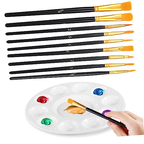 Operitacx 1 Satz Pinselset Mit Nylonpinseln Und Runder Mischpalette Für Aquarell Und Acrylmalerei Malwerkzeug Für Künstler Und Anfänger Mit Unterschiedlichen Pinselspitzen Und 10 Stück Operitacx 1 Satz Pinselset Mit Nylonpinseln Und Runder Mischpalette Für Aquarell Und Acrylmalerei Malwerkzeug Für Künstler Und Anfänger Mit Unterschiedlichen Pinselspitzen Und 10 Stück von Operitacx