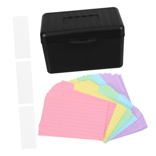 Operitacx 1 Satz Robuster Indexkarten Organizer mit Trennblättern und Aufklebern Schwarze Karteikartenbox mit Bunten Indexkarten und Weißen Etiketten von Operitacx