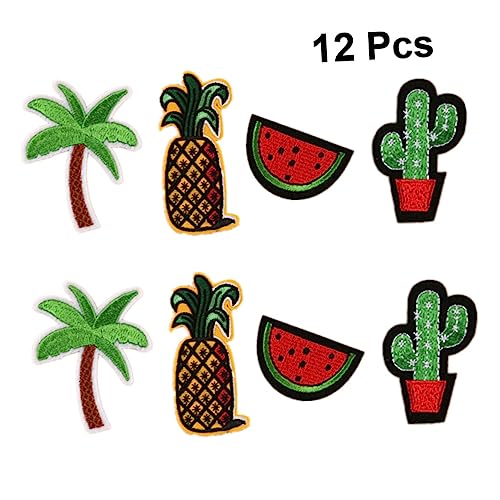 Operitacx 1 Satz Teiliges Bestickte Aufnäher Für Kleidung Ananas Wassermelone Kokosnussbaum Und Kaktus Design Für Jeans Jacken Taschen Und Diy Projekte 12 Stück von Operitacx