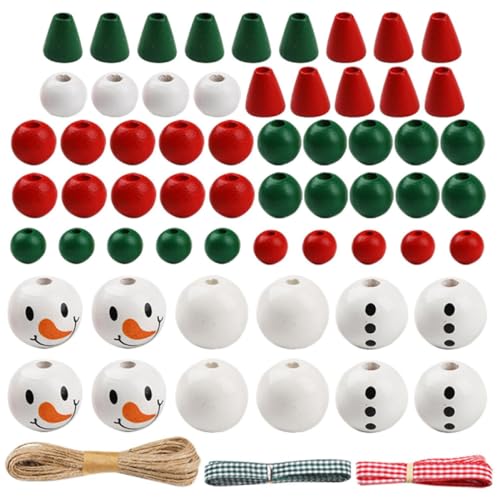 Operitacx 1 Satz Weihnachts Holzperlen für Schneemänner Diy Bastelmaterial für Weihnachtsdekoration Rustikale Holzperlen für Schmuckherstellung für Bastelprojekte von Operitacx