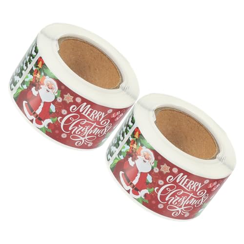 Operitacx 1 Satz Weihnachtsaufkleber Selbstklebende Etiketten Für Verpackungen Und Bastelprojekte Multifunktionale Rechteckige Sticker Für Und Anlässe 2rollen von Operitacx