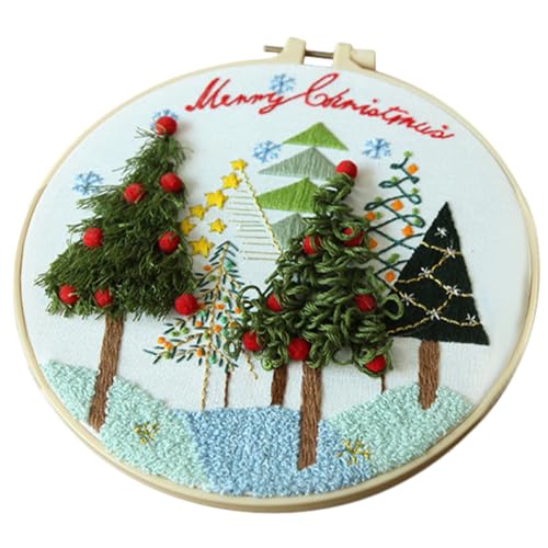 Operitacx 1 Satz Weihnachtsstickerei Set für Diy Projekte Handarbeit Kit mit Weihnachtsmotiven Verstellbarem für Familie und Unvollendete Handwerksprojekte von Operitacx