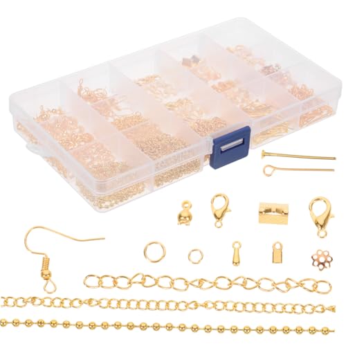 Operitacx 1 Schachtel Schmuckzubehör Gold Fächer DIY Schmuckherstellung Zubehör für Halsketten Armbänder Ohrringe Schlüsselanhänger Vielseitiges Schmuckbastelset Langlebig und von Operitacx