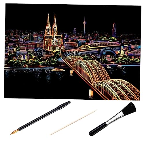 Operitacx 1 Set 4 Teilig Kratzpapier Bastelfolie Kunststift Folienkunst Kits Scrapbook Journal Folie Kratzlesezeichen Kratzkarten Bastelsets Folien Kratzaufkleber Schwarz Holz von Operitacx