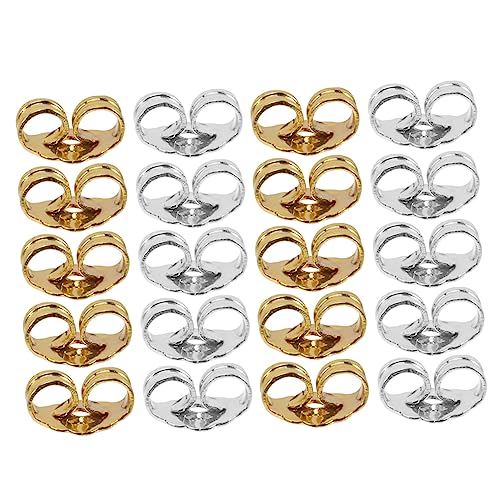 Operitacx 10 Paare Hypoallergene Silber Ohrring Verschlüsse Weißgold Gold Ohrstecker Stopper Sicherer Halt für Schwere Ohrstecker Ersatz Rücken für Frauen Schmuckzubehör von Operitacx