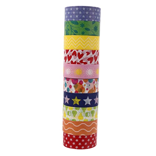 Operitacx 10 Rollen Teiliges Washi Tape Set Dekoratives Masking Tape Regenbogenfarben Vielseitiges Scrapbooking Klebeband für Diy Basteln Tagebuch Geschenkverpackung und Planer von Operitacx