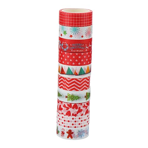 Operitacx 10 Rollen Weihnachts Washi Tape Rolle Klebeband mit Cartoon Motiven Diy Dekoration für Karten Planer Scrapbooks Geschenkverpackung Einfache Haftung Glatten Oberflächen von Operitacx