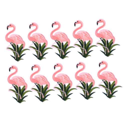 Operitacx 10 Stk Flamingo-Stickpatch lochabdeckung bügelbild Aufnäher für Jeans Hosen Patch shoe charms Flamingo-Patch bestickte Aufnäher mit Flamingos Kleidung Banner Applikationen Zubehör von Operitacx