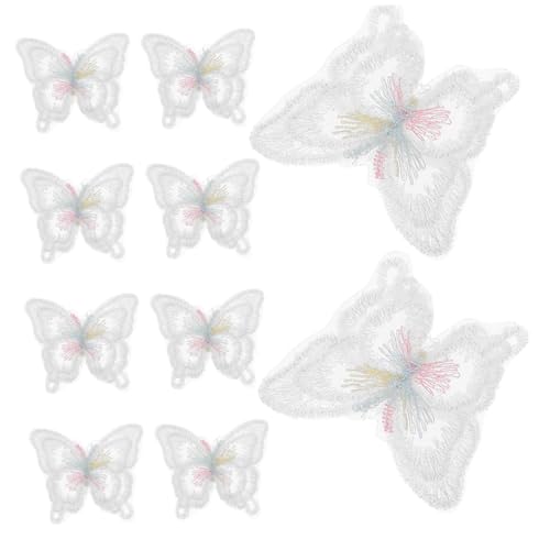 Operitacx 10 Stück Doppellagige Organza Schmetterling Patch Bestickte Applikation für Hochzeit Vielseitig für DIY Kleidung Hüte Taschen Einfach zu Nähen Dekorativ für Brautkleider und von Operitacx