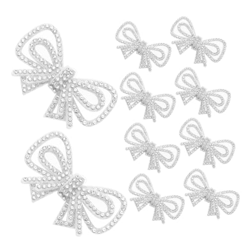 Operitacx 10 Stück Fliege-Stoffaufnäher Bowknot -Stoffflecken Mini Bowknot Patch Schleife zum Aufbügeln auf Applikationen Glitzer -Bogen -Applikationen Patches Polyester Silber von Operitacx