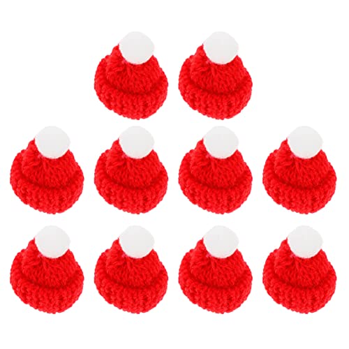 Operitacx 10 Stück Gestrickte Kleine Weihnachtsmütze Mini-Weihnachtsmützen Winzige Weihnachtsmützen Weihnachtsmann-Mütze Für Selbstgemachte Handgefertigte Accessoires von Operitacx