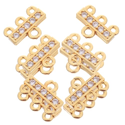 Operitacx 10 Stück Gold Überzogener Zirkonia Mehrfachloch Schmuckverbinder Schmuckverschluss Für Mehrreihige Halsketten Und Armbänder Robust Eleganter Ersatzverschluss Operitacx 10 Stück Gold Überzogener Zirkonia Mehrfachloch Schmuckverbinder Schmuckverschluss Für Mehrreihige Halsketten Und Armbänder Robust Eleganter Ersatzverschluss von Operitacx