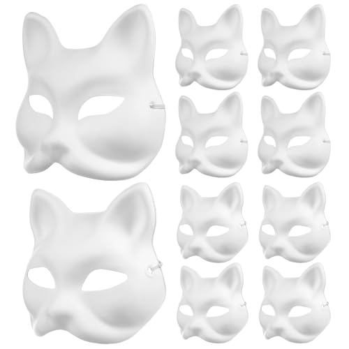 Operitacx 10 Stück Pappmaché-Masken Unbemalte Halloween-Katzen- Und Fuchsmasken Weiße Masken Für Halloweenkostüme Cosplay-Accessoires Operitacx 10 Stück Pappmaché-Masken Unbemalte Halloween-Katzen- Und Fuchsmasken Weiße Masken Für Halloweenkostüme Cosplay-Accessoires von Operitacx