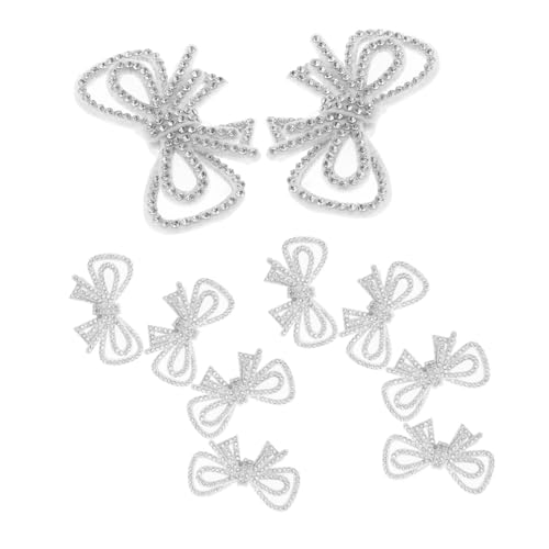 Operitacx 10 Stück Strass Schleifen Aufnäher Bestickte Glitzernde Kristall-schleifen Applikationen zum Aufbügeln und Annähen Polyester Mesh Stoff Langlebig für DIY Kleidung Taschen Kleider von Operitacx