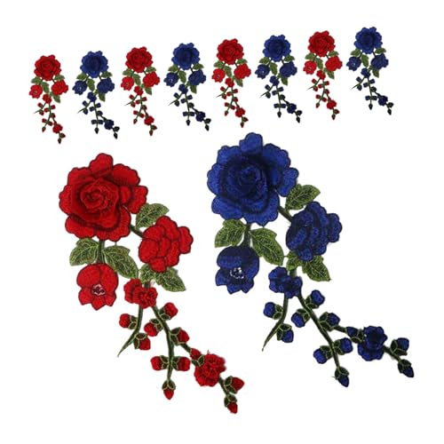 Operitacx 10 Stück Teiliges Bestickte Blumenapplikationen Dekorative Vintage Stickerei Patches mit Filigranen Blumenmustern Farbige Stoffaufnäher für DIY Kleidung Rucksäcke Jeans Hüte und von Operitacx