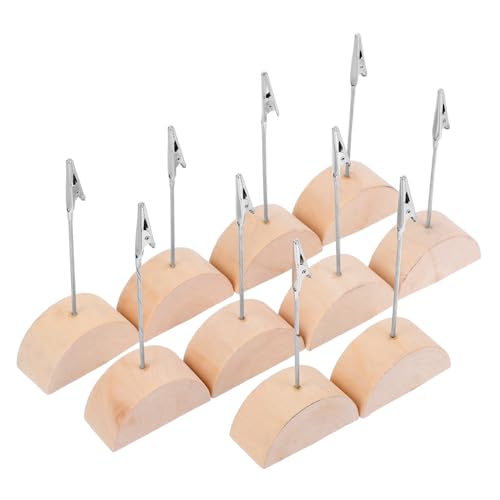 Operitacx 10 Stück Teiliges Holz Kartenhalter mit Stabilem Clip Vintage Memo Fotohalter für Tischdekoration Vielseitiger Memo Visitenkartenhalter für Büro Hochzeit und Party von Operitacx