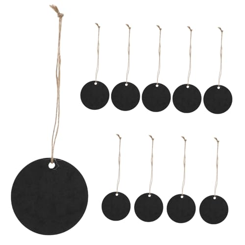 Operitacx 10 Stück Teiliges Mini Holz Kreidetafeln Rund Beidseitig Beschriftbar mit Juteseil Robuste Mini Schiefertafeln für Hochzeit Dekoration Geschenkanhänger DIY Basteln und Memo Tafeln von Operitacx
