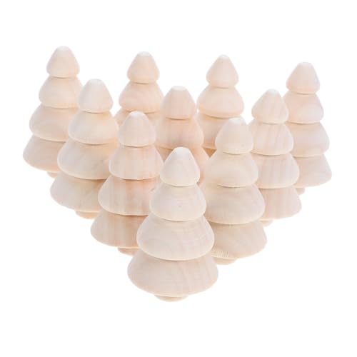 Operitacx 10 Stück Teiliges Mini Holz Weihnachtsbäume Unlackiert für DIY Bastelprojekte Kleine Holzfiguren zum Bemalen Leichte Dekoration für Weihnachten und Festliche Anlässe von Operitacx