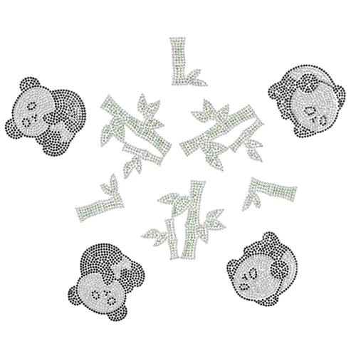 Operitacx 10 Stück Teiliges Selbstklebende Bügelbare Panda-strass-bügelbilder mit Cartoon-motiv Beaded Rhinestone Patches für Kleidung Taschen Hüte DIY Reparatur und Dekoration von Operitacx