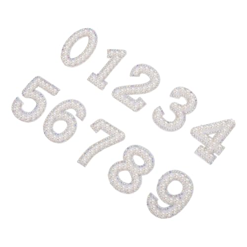 Operitacx 10 Stück Teiliges Set Strass Patch mit Perlenzahlen Aufbügelbare Ziffern für Diy Kleidung Jeans Jacken und Accessoires Einfache Anwendung und Vielseitig Einsetzbar für Jede von Operitacx