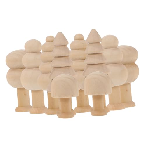 Operitacx 10 Stück Teiliges Unfertige Mini Holzbäume Langlebigem Holz DIY Bastelset zum Bemalen Niedliche Tischdekoration für Kreative Geschenkidee und Osterparty Deko von Operitacx