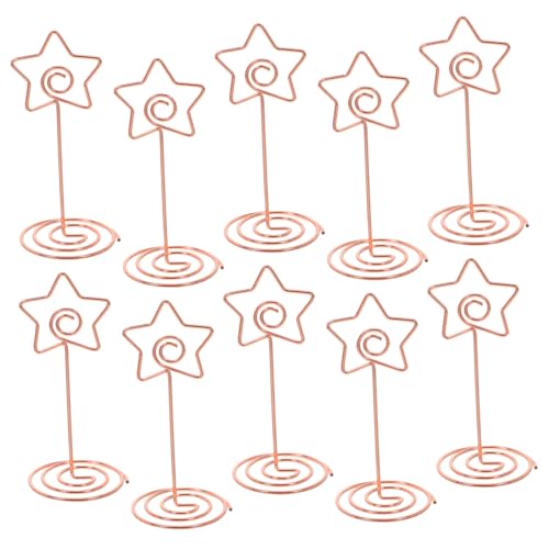 Operitacx 10 Stück Tischkartenhalter Roségold Metall Fünf zackiger Stern Design Spiralfuß Tischnummer Halter Speisekarten Papierclips für Hochzeit Party Büro von Operitacx