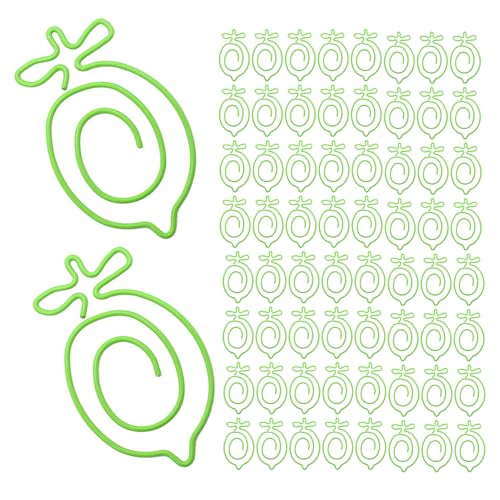 Operitacx 100 Stück Gefälschte Zitronenform -Lesezeichen Papier-Organizer-Klemmen Dokumentdateiclips Lesezeichen Büroklammern Büromappenclip Büroklammern aus Papier Zitronenclips Metall Grün von Operitacx