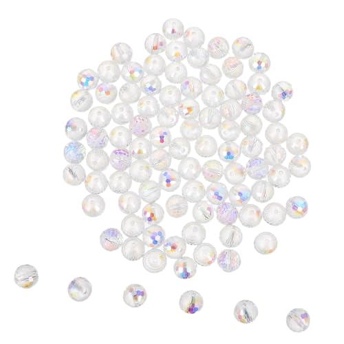 Operitacx 100 Stück Handgefertigte Glasperlen Kristallglasperlen Vintage Lose Perlen Runde Lose Perlen Facettierte Glasperlen Facettierte Transparente Kleine von Operitacx