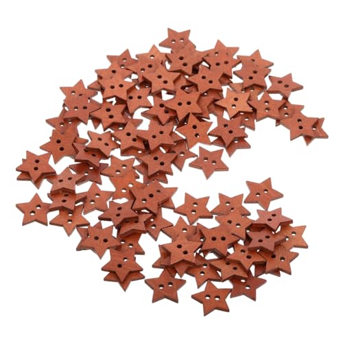 Operitacx 100 Stück Holzknöpfe Sternform Robuste Fünfzackige Dekoknöpfe aus Naturholz für DIY Bastelprojekte Nähen Scrapbooking Kreative Handarbeiten von Operitacx