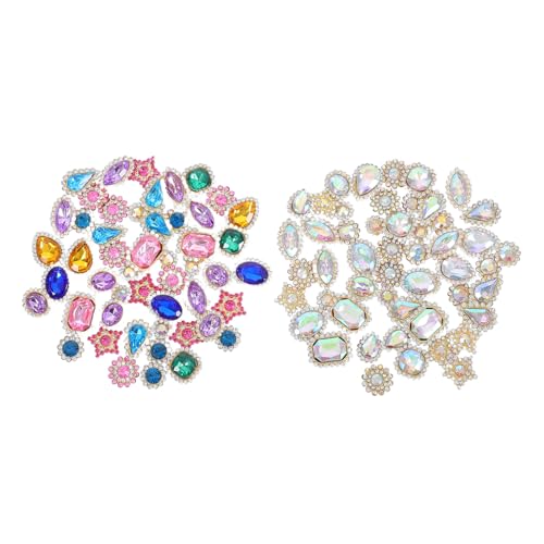 Operitacx 100 Stück Kleine Sonnenblumen Strasssteine zum Aufnähen für DIY Haarclip Dekoration Mix Weiße Ab und Bunte Farben Acryl und Eisen Vielseitig für Kleidung und Accessoires von Operitacx