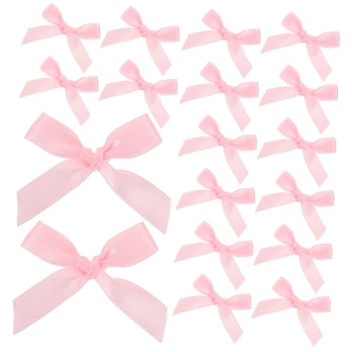 Operitacx 100 Stück Mini Satin Schleifen Handgebundene Polyester Bänder für DIY Basteln Geschenkverpackung Hochzeit Weihnachtsfeier Kuchendeko Partydeko Rosa von Operitacx