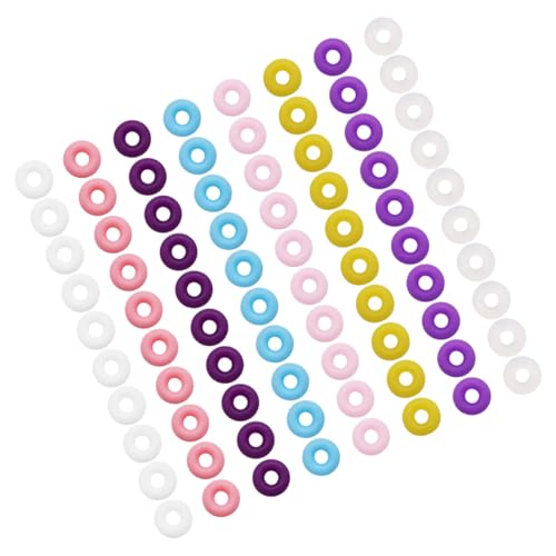 Operitacx 100 Stück Silikon Ringe Stopper Perlen DIY Schmuckherstellung Zubehör für Armband und Halskette Bunte Farben Elastische Wiederverwendbare Schmuckteile von Operitacx