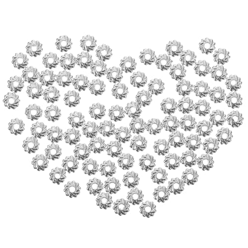 Operitacx 100 Stück Spacer Beads Runde Abstandsperlen für Diy Armbänder und Dekoration Silber Leicht und Praktisch für Handarbeiten von Operitacx