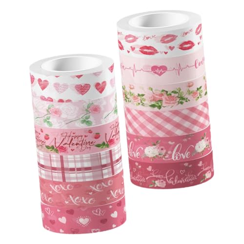 Operitacx 12 Rollen Washi Tapes für Valentinstag Transparente Dekorative Klebebänder für Diy Projekte Scrapbooking Planer und Geschenkgestaltung von Operitacx
