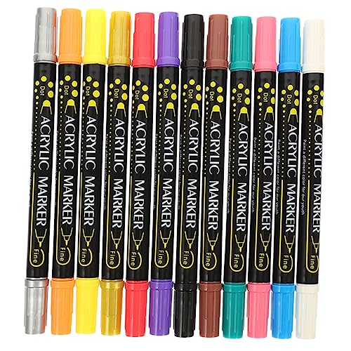 Operitacx 12 Stück Teiliges Acrylfarbe Marker mit Doppelseitiger Spitze Wasserfest Vielseitig für Keramik Holz für Künstler und DIY Bastelprojekte Operitacx 12 Stück Teiliges Acrylfarbe Marker mit Doppelseitiger Spitze Wasserfest Vielseitig für Keramik Holz für Künstler und DIY Bastelprojekte von Operitacx