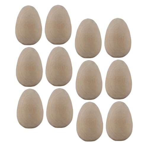 Operitacx 12 Stück Teiliges DIY Holz Eier Vogel Ei Form Natürliche Farbe zum Bemalen und Basteln Fördert Kreativität und Handfertigkeit Kindgerecht für Kindergeburtstag und Ostern von Operitacx
