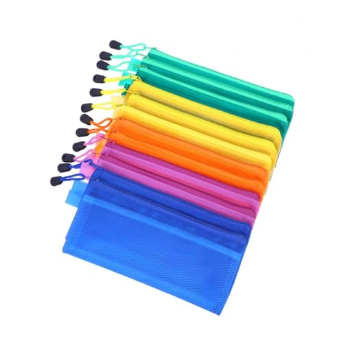 Operitacx 12 Stück Teiliges Dokumententaschen PVC mit Reißverschluss Mesh Design Tragbare Büro und Schul Organizer Wiederverwendbare Schreibwaren Hüllen Farben Zufällig Zufällige Farbe von Operitacx